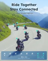 Intercomunicador para Motocicleta ASMAX S1 con GPS, Música, Comunicación para 8 Motociclistas, Micrófono FM y ENC, Control por Voz, Auriculares Impermeables IPX7