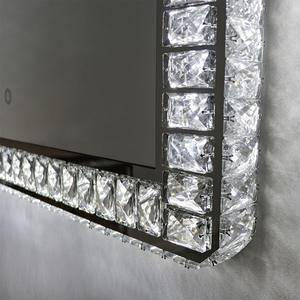 Miroir de maquillage LED moderne en acier inoxydable avec écran tactile, éclairage cristallin, fixation murale pour hôtel et salle de bain - Product Image 2