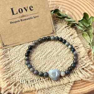 Bracelet en pierre naturelle avec perles de verre colorées, protection Aura, bijoux personnalisés haut de gamme, réduction sur les achats en gros - Product Image 1
