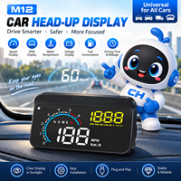 Affichage tête haute M12 OBD+GPS double système : vitesse, régime moteur, température eau, tension, altitude, boussole – Universel PnP pour voiture, camion, SUV