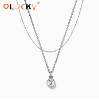 LUCKYJIU Fabricant de bijoux personnalisés, collier superposé minimaliste en acier inoxydable plaqué or 18 carats avec zircone, résistant à l'eau, pour femmes, à porter au quotidien