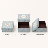 Boîte cadeau rigide et robuste bleu ciel à motif floral avec couvercle doré, impression personnalisée, recyclable, qualité supérieure, vente en gros, directement de l'usine