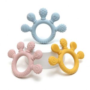 Vente chaude : hochet de dentition rond unisexe en silicone de qualité alimentaire biologique, sans BPA, apaisant pour les douleurs de dentition du bébé, pour 0-24 mois - Product Image 1