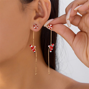 <span class=keywords><strong>Pendientes</strong></span> Colgantes <span class=keywords><strong>de</strong></span> Aleación Chapados en <span class=keywords><strong>Oro</strong></span> con Diseño Creativo <span class=keywords><strong>de</strong></span> Papá Noel Escalando, Estilo Versátil y Lindo para Mujer - Colección Navideña - Product Image 5