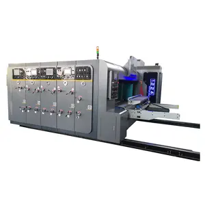 Automatische 4/5 Kleur Flexo Printer Slotter Die-Cutter Lijn Met Trillende Stapelmachine