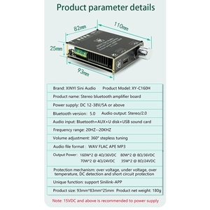 C160H BT audio <b>amplifier</b> board module 2.0 two-channel stereo TDA7498E original 160W*2 XY-C160H - Product Image 5