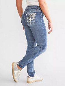 Pantalones Vaqueros Casuales de Cintura Media para Mujer ZZH XZ2450, Ajustados, de Pierna Recta, Transpirables, para Invierno - Product Image 2