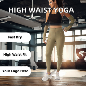 Legging de yoga côtelé taille haute avec fermeture éclair, contrôle du ventre, pour la course et le fitness, longueur intégrale, vêtement de sport - Product Image 2