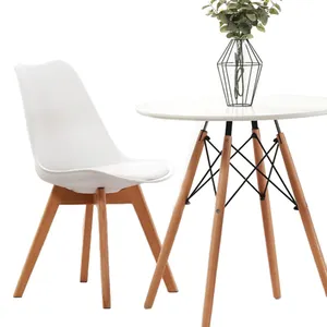 Esszimmer restaurant möbel Kissen Holz Beine PP Tulpe Moderne Weiß Kunststoff Stühle