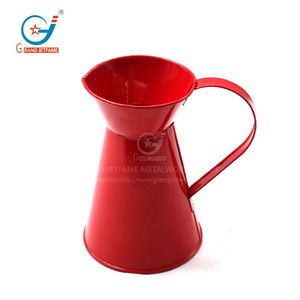 Vente directe 1.1 gallons couleurs rouges lait décoratif grande fleur de <span class=keywords><strong>zinc</strong></span> Annique métal cruche à eau forme <span class=keywords><strong>Pot</strong></span> de fleur pour la maison - Product Image 5