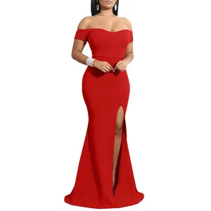 Vestido de noite sem mangas sexy com fenda esquerda elegante tubo superior saia rabo de peixe