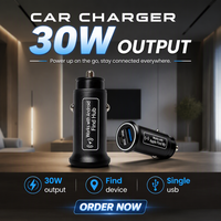Chargeur de voiture mini KAIFUTE double système, dispositif anti-perte en alliage d'aluminium, compatible Android et iOS, charge rapide 30W, localisation d'objets