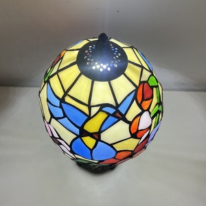 LongHuiJing 8inch Fashion Retro Tiffany Style Table Lamp Stained Glass Hummingbird Flower Lampshade Home Table Lamp Decorate - Product Image 3