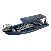 Bateau semi-rigide de luxe Haide CE 32 pieds DL960, bateau à rames en aluminium soudé, skiff individuel, avec auvent de plage, pour la pêche