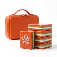 Jeu de Mahjong américain en acrylique orange, 160 tuiles, pliable, kit de jeu de poker pour 4 joueurs, portable, pour les soirées de jeu en famille, cadeau de luxe