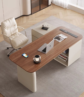 Bureau d'ordinateur moderne haut de gamme en bois massif crème, extensible, avec rangement, écologique, pour petit appartement ou bureau à domicile