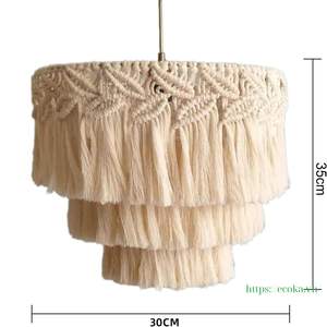 Pantalla de Lámpara de Macramé Tejida Transpirable de Precio Económico de Vietnam, Cubierta de Lámpara Colgante, Accesorios de Decoración Boho Hechos a Mano - Product Image 2