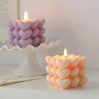 Bougie artisanale moderne en forme de cœur, cube géométrique Rubik, bougie parfumée en cire de soja, cadeau de Noël, de Pâques, de mariage, pour la maison