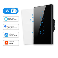 Interrupteur mural intelligent populaire Tuya WiFi RF à écran tactile en verre, sans neutre requis