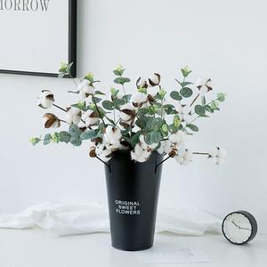 Dried <strong>Cotton</strong> Real Floral <strong>Stems</strong> Flowers 4 <strong>Cotton</strong> Heads With Eucalyptus Leaves for Home Farmhouse Floral Decoration - Product Image 5
