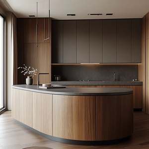 Juego de Muebles de Cocina Modulares de Lujo Modernos y Personalizados, Precio de Fábrica, Automáticos, Completos para Villa, Gabinetes de Cocina de Melamina Personalizados - Product Image 5