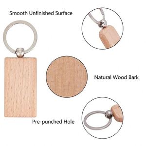 DIY Custom Design Blank Wooden <b>Key</b> Chain Wood <b>Key</b> Holder Sublimation Wooden <b>Key</b> Chains Blanks for Laser Engraving or UV Printing - Product Image 4