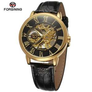Venta caliente fábrica al por mayor relojes logotipo personalizado Forsining mano viento correa de cuero de hombres mecánicos <span class=keywords><strong>re</strong></span> - Product Image 1