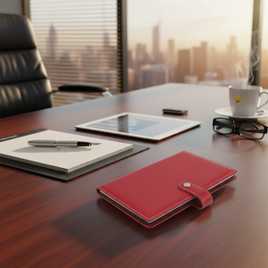 Étui pour cartes de visite rouge avec fermeture à pression, design compact pour les professionnels - Product Image 3