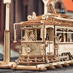 Robotime <span class=keywords><strong>Rokr</strong></span> DIY Jouets miniatures LK801 Kit de modèle de tramway <span class=keywords><strong>Mécanique</strong></span> <span class=keywords><strong>Bois</strong></span> Artisanat 3D Puzzles <span class=keywords><strong>en</strong></span> <span class=keywords><strong>bois</strong></span> - Product Image 5
