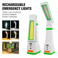 Lampe de bureau LED rechargeable d'urgence avec gradation progressive, indicateur de batterie, batterie externe et support de téléphone 180° °   Lampe de bureau réglable