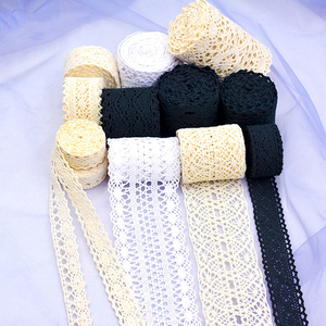 Ruban en dentelle crochetée en coton beige/blanc/<span class=keywords><strong>noir</strong></span> de haute qualité pour vêtements de bébé et d'enfant - Product Image 5