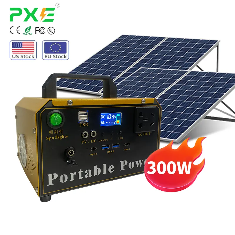 300W Portable Power Station Outdoor Camping with Solar Panels Generator Energy Storage System Portable Power Station