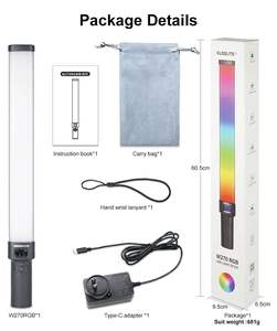 Bâton lumineux vidéo LED portable W270RGB rechargeable magnétique RVB coloré avec déflecteur pour TikTok YouTube Studio photo - Product Image 6