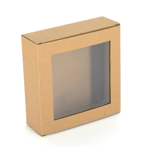 Boîte en carton kraft carrée à fenêtre, non imprimée, OEM, faible MOQ, pliable à plat, auto-scellante, pour savons artisanaux - Product Image 2