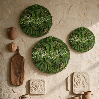 Cadre mural végétal artificiel rond et carré, panneau mural vertical en herbe verte pour la décoration intérieure des hôtels, des restaurants et des paysages.