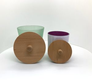 Nouvelle conception, bougie décorative de luxe en verre avec couvercle en bois à surface plate, idéale pour les huiles essentielles (vente en gros) - Product Image 3