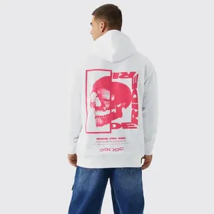 Özel tasarım ve logo kırpılmış düz anime kafatası yüksek kalite % 100% pamuk baskı vintage ağır erkekler hoodies