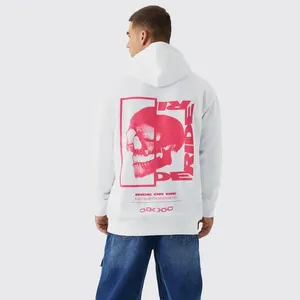 Diseño personalizado y logotipo recortado liso anime calavera alta calidad 100% algodón estampado vintage peso pesado hombres sudaderas con capucha