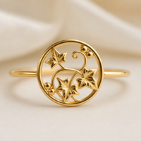 Bague personnalisée en argent sterling 925 plaqué or, motif baies de lierre, style minimaliste, romantique sombre, gothique, fabricant de bijoux OEM