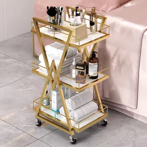 Carrito de Manicura Moderno de Lujo, Carrito de Peluquería con Ruedas, Marco de Metal de 4 Ruedas, Muebles de Salón Impermeables de Alta Calidad para Peluquería - Product Image 1
