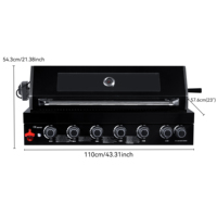 Brûleurs indépendants les mieux notés en acier inoxydable noir 304 hybride gaz/charbon de bois moderne pour la cuisson en plein air toute l'année