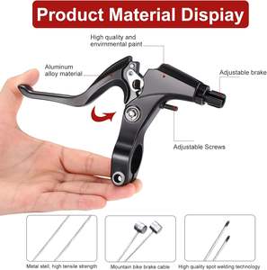 Ensemble complet de freins de vélo de type V pour VTT, avant/arrière, câbles intérieurs/extérieurs en plastique noir, levier en acier inoxydable, kit comprenant des étriers et des plaquettes - Product Image 5