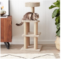 Style moderne Grand arbre à chat en bois massif multicouche Condo Matériau durable en sisal avec grattoirs Emballage en carton Lit à gratter