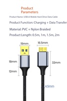 Cable USB 3.0 Micro B de 1.5 pies - Cable de Alta Velocidad de 5 Gbps USB a Micro B para Disco Duro