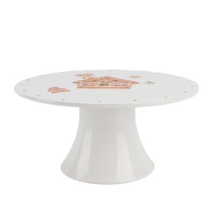 Base de Cerámica <span class=keywords><strong>para</strong></span> Pastel con Diseño de Casa de Jengibre Navideña, Pedestal Festivo con Puntos <span class=keywords><strong>para</strong></span> Postres, Exhibidor de Pasteles <span class=keywords><strong>para</strong></span> Fiestas, 10 Pulgadas - Product Image 1