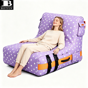 Canapé gonflable à double chambre d'air, chaise longue stable avec housse en tissu résistant à l'eau pour intérieur, extérieur, patio, piscine - Product Image 2