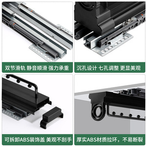 Barra telescópica doble para ropa, montada en la pared, negra, ahorradora de espacio, organizador moderno de ropa para armario, accesorios de ferretería. - Product Image 4