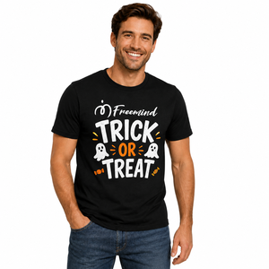 Camiseta gráfica Freemind Trick Or Treat Halloween, camiseta informal de algodón con cuello redondo y manga corta, color morado, unisex - Product Image 6