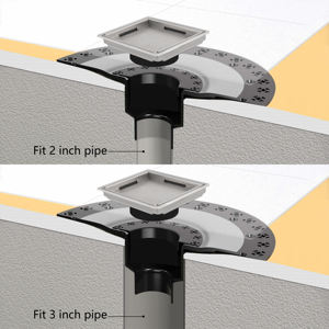 Bonde de douche brossée SS avec grille de drain encastrable de 4 pouces, incluant un collier de réglage de hauteur et un anneau pour bac Schluter - Product Image 2