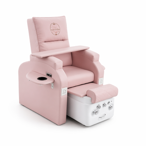Luxury <b>Pink</b> Pedicure Spa Chair with Electric Reclining Backrest White Base Footrest Professional Salon Nail Foot Massage Throne - Product Image 2